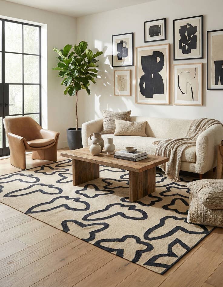 Detail image of  5' 2 x 6' 4  Hand Woven Kilim Modern Wool Rug