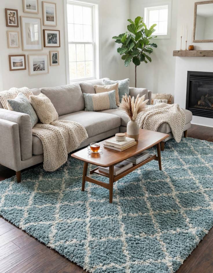 Detail image of 10' x 14' Moroccan Trellis Shag Rug