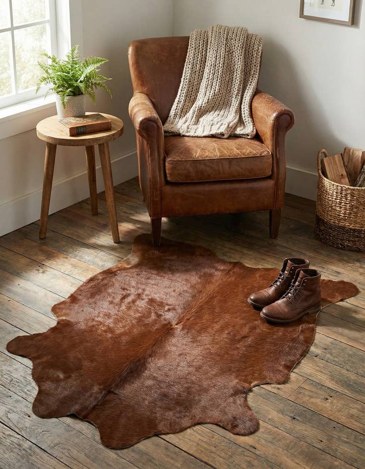 Detail image of 1' 8 x 2' 7 Cowhide Leather Rug
