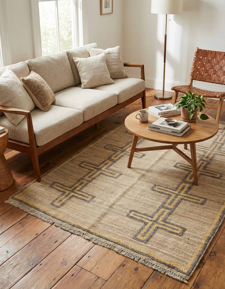 Detail image of  4' 10 x 7' 4  Hand Knotted Moroccan Wool Rug