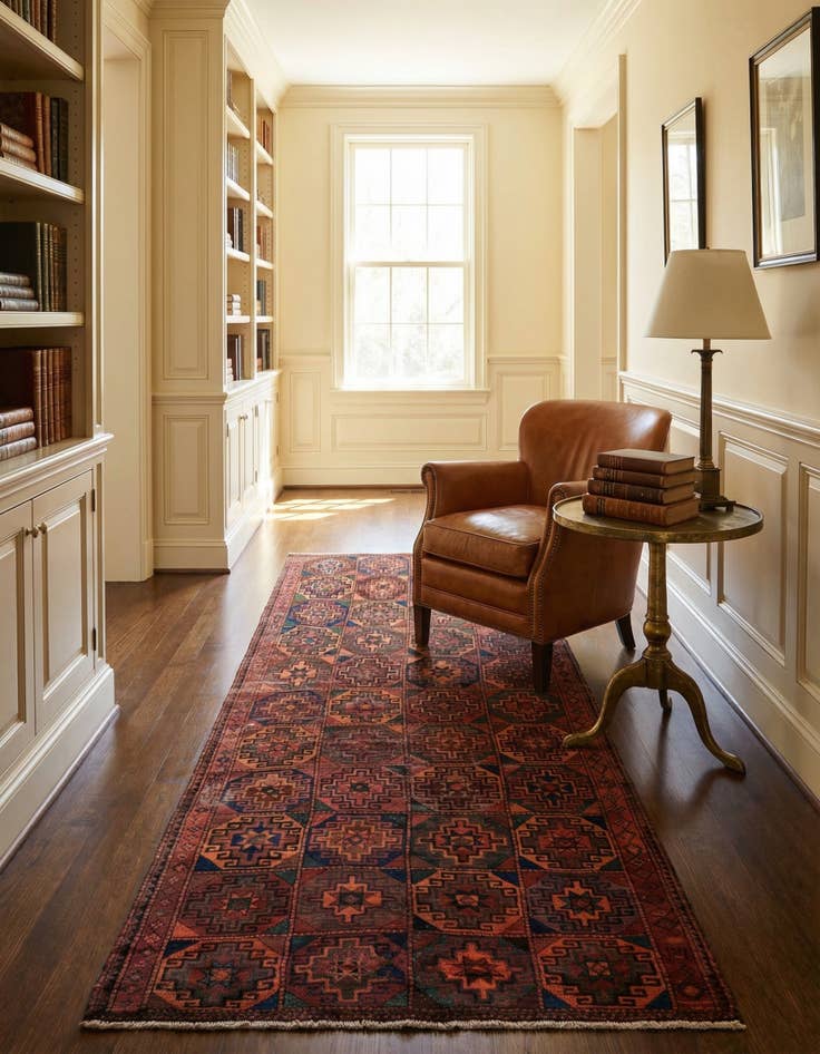 Detail image of  4' 9 x 9' 9  Hand Knotted Shiraz Persian Wool Runner Rug