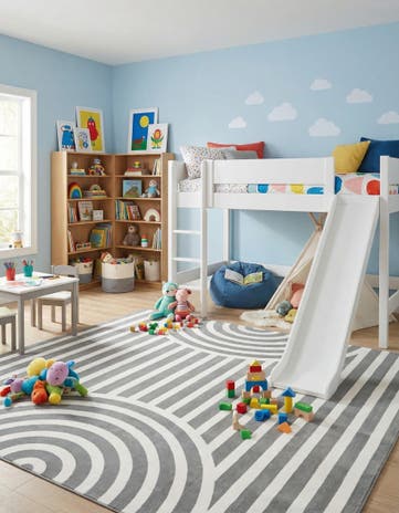 Silver Gray Whimsy Kids Rug