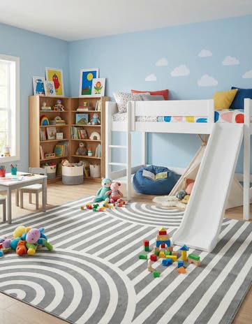 Silver Gray Whimsy Kids Rug