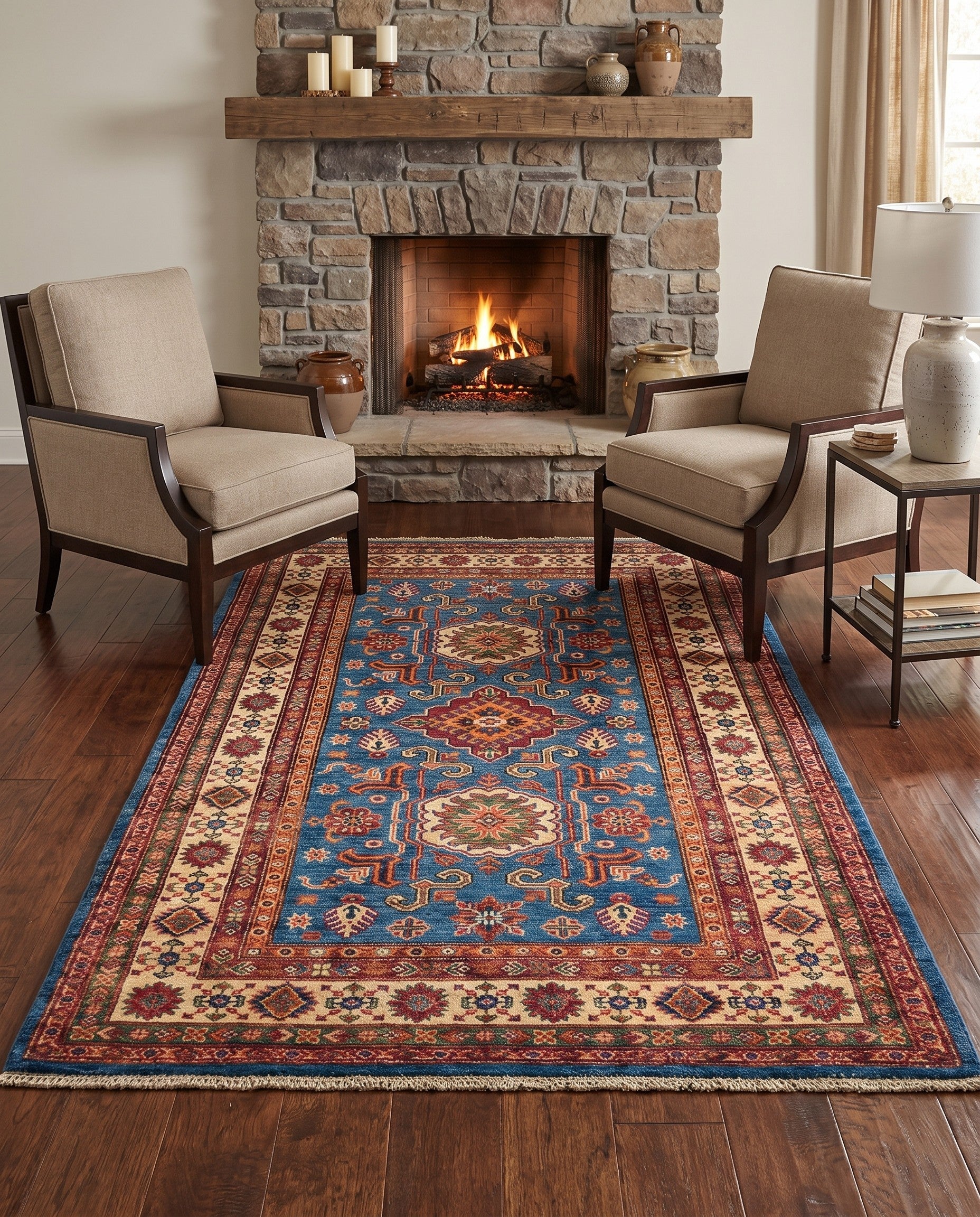 4' x 6' 3 Hand Knotted Kazak Rug