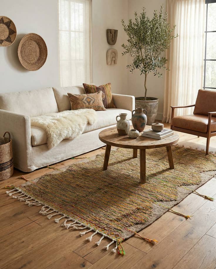 Detail image of 4' 4 x 6' 2 Hand Knotted Moroccan Wool Rug