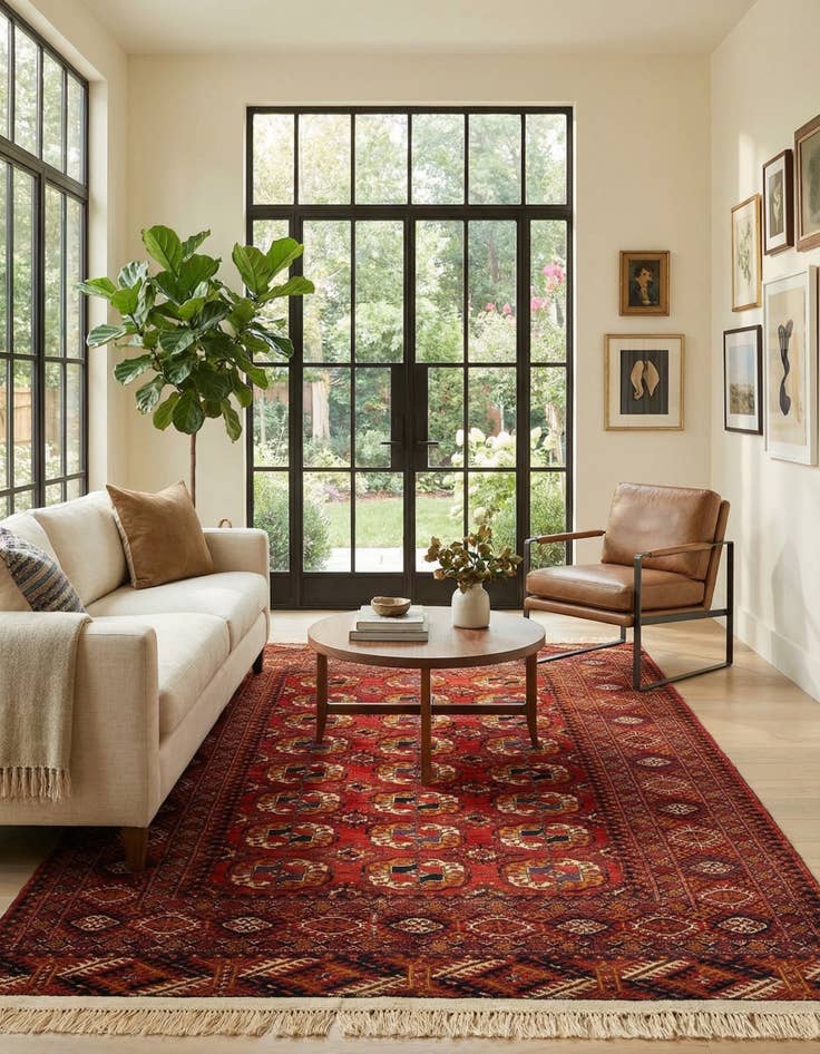 Detail image of 3' 11 x 5' 9  Hand Knotted Bokhara Wool Rug