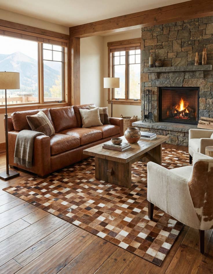 Detail image of 5' 1 x 8' Cowhide Stocks Rug