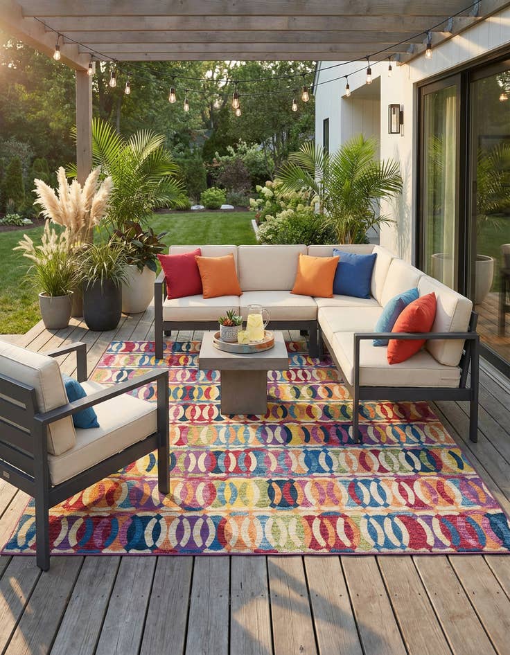Detail image of 7' 10 x 10'  Washable Modern Indoor / Outdoor Rug