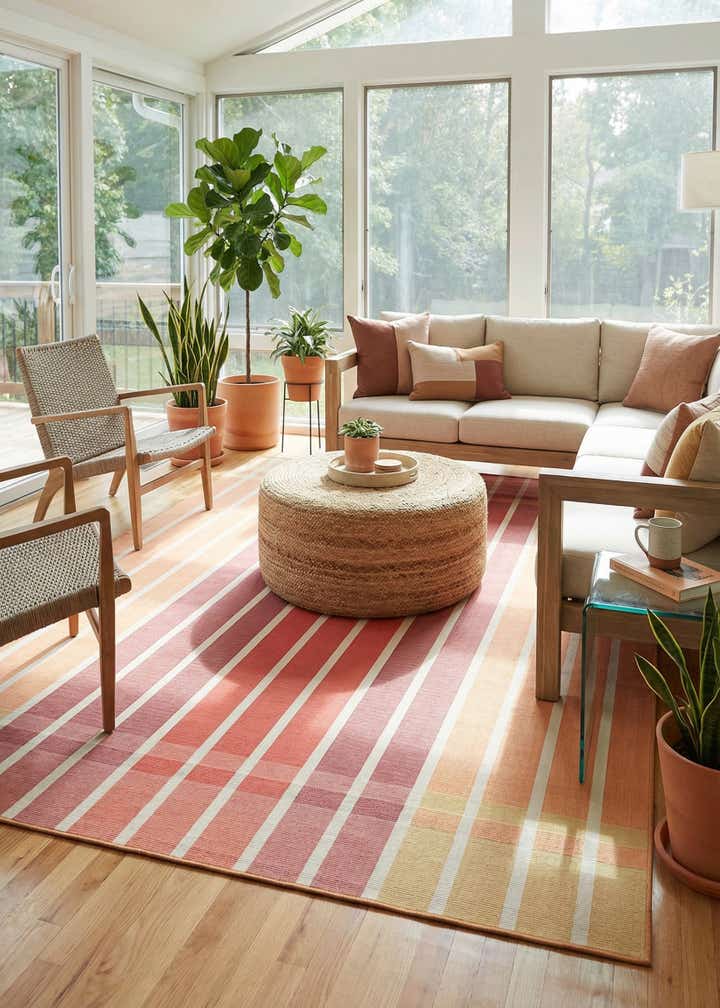 10' x 13' Easy-Clean Striped Indoor / Outdoor Rug