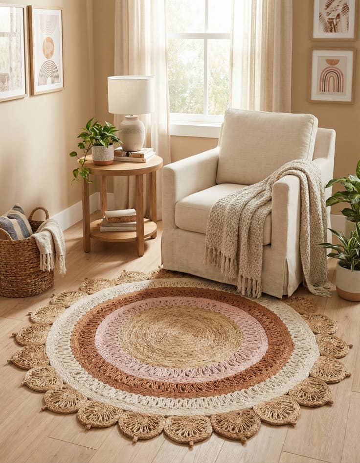 Detail image of 5' 1 x 5' 1  Hand Braided Jute Round Rug