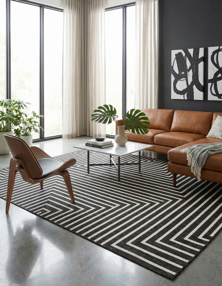 Detail image of  7' 10 x 10'  Washable Modern Indoor / Outdoor Rug