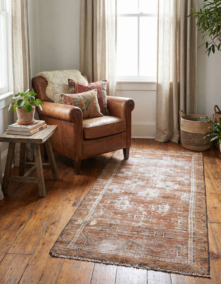 Detail image of 2' 4 x 5' 3  Hand Knotted Ultra Vintage Persian Wool Runner Rug