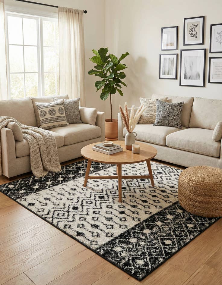 Detail image of  4' x 4' Moroccan Trellis Square Rug