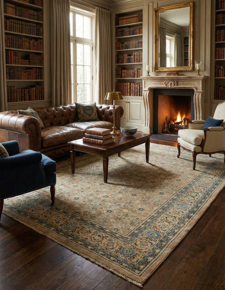 Detail image of 9' 10 x 13'  Hand Knotted Farahan Persian Wool Rug