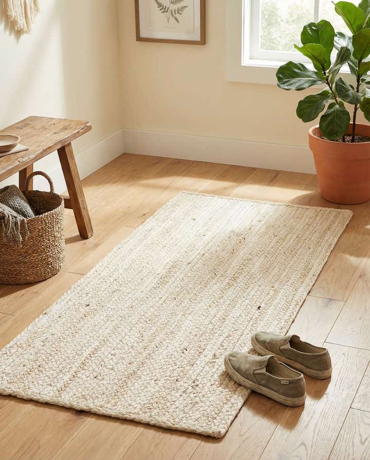 2' x 4' 1 Handmade Braided Jute Runner Rug