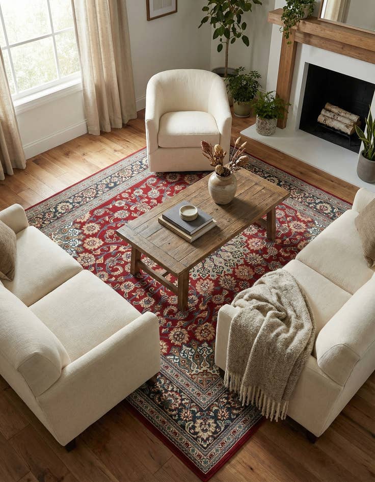 Detail image of  7' 10 x 7' 10  Washable Traditional Indoor / Outdoor Square Rug