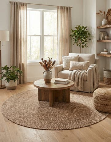 7' 10 x 7' 10 Handmade Tweed Braided Jute Round Rug