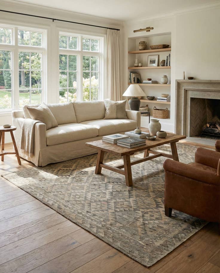 Detail image of 6' 6 x 9' 11 Hand Woven Kilim Maymana Wool Rug