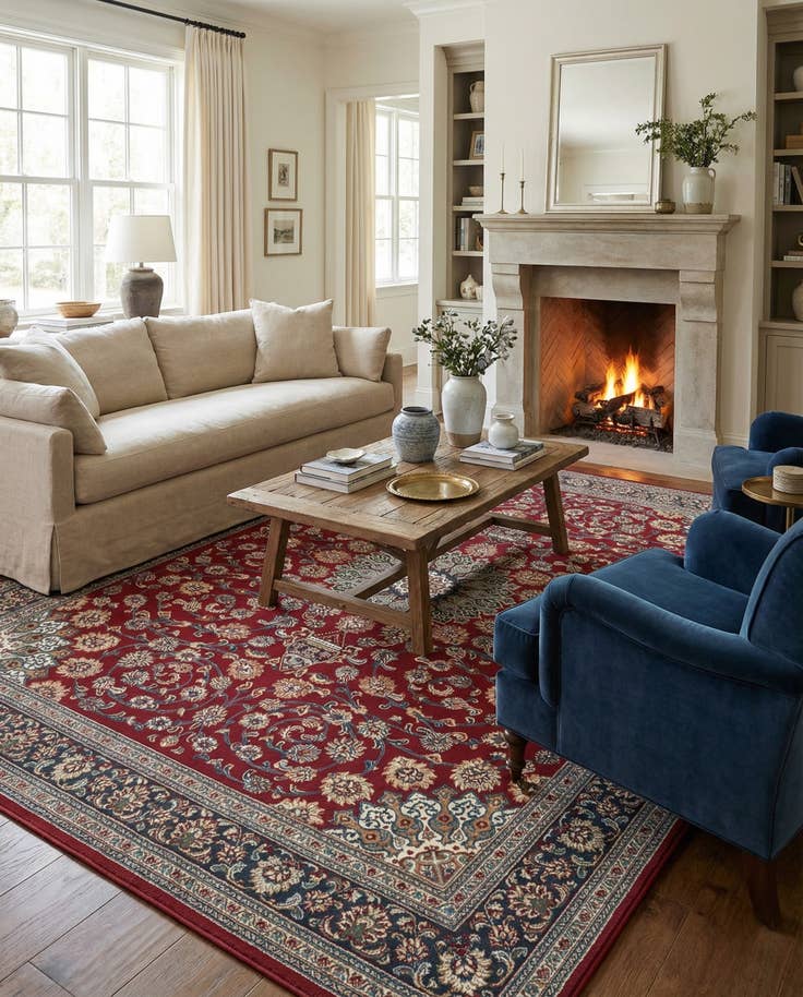 Detail image of 9' x 12' Easy-Clean Traditional Indoor / Outdoor Rug