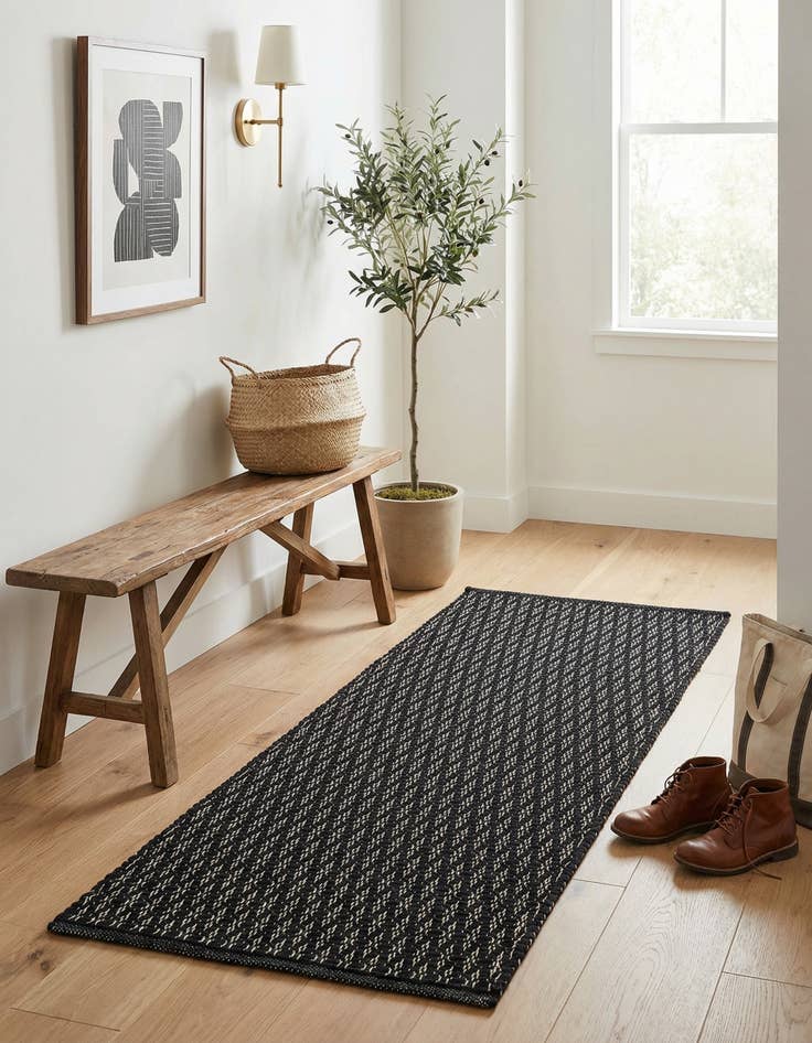 Detail image of  2' x 4' 1  Hand Woven Lattice Wool Runner Rug