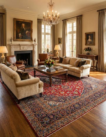 9' 8 x 12' 10 Hand Knotted Kashan Persian Wool Rug