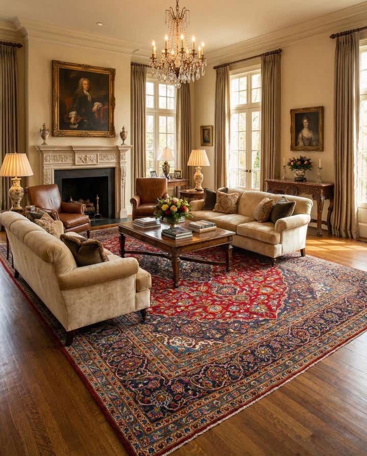 9' 8 x 12' 10 Hand Knotted Kashan Persian Wool Rug