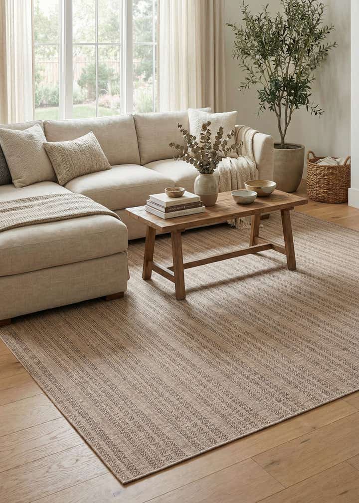 10' x 13' Easy-Clean Striped Indoor / Outdoor Rug