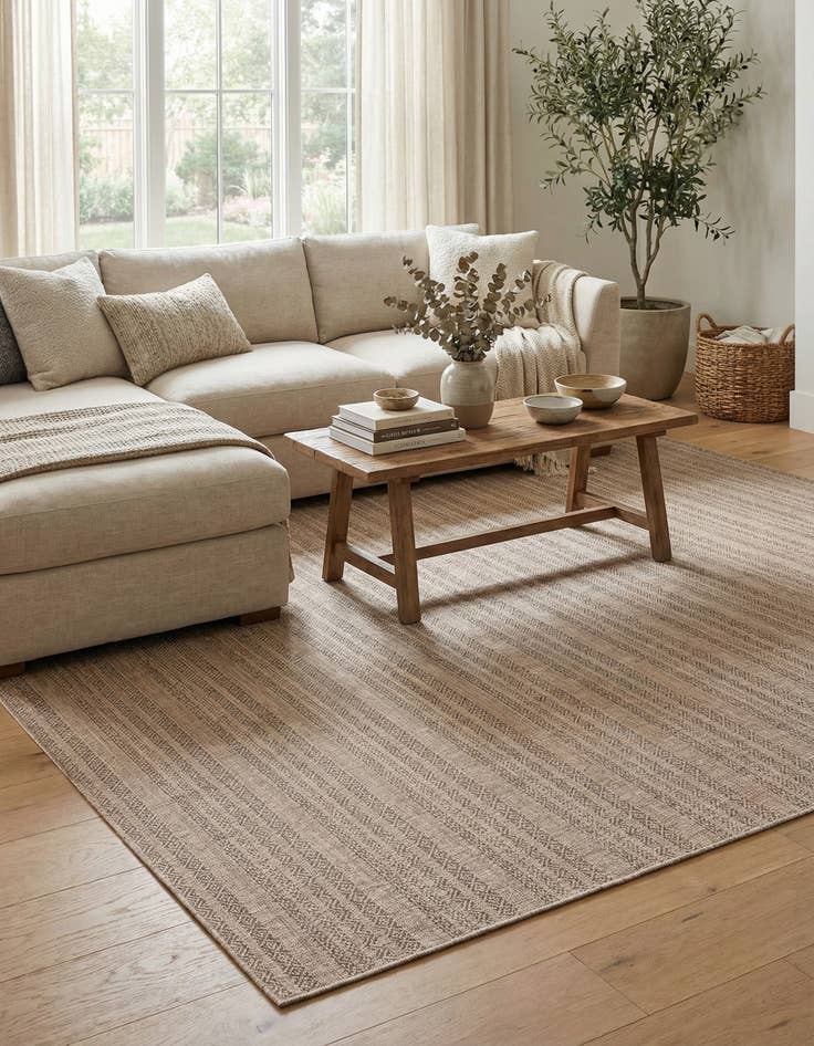 Detail image of 10' x 13' Easy-Clean Striped Indoor / Outdoor Rug