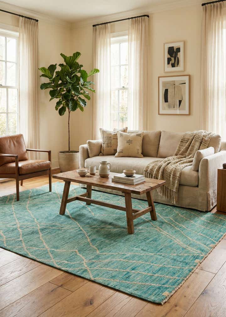 5' 5 x 8' 3 Hand Knotted Moroccan Wool Rug