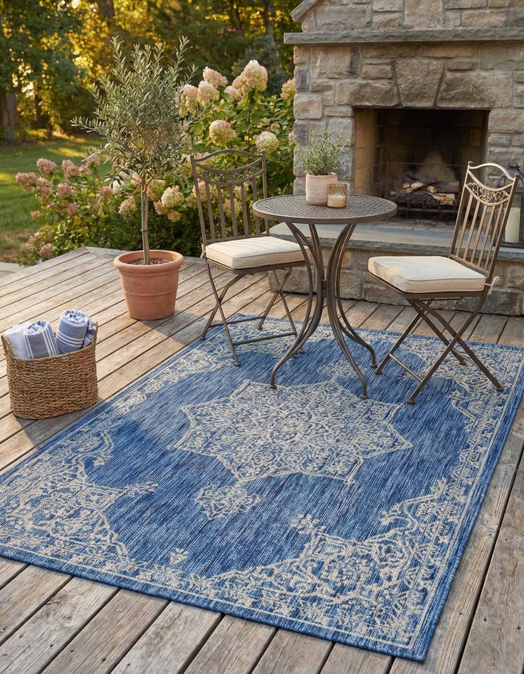 Detail image of  4' x 6'  Washable Traditional Indoor / Outdoor Rug