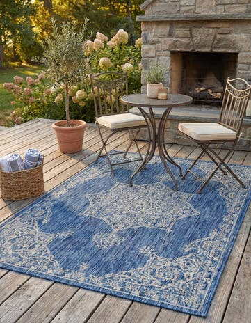 4' x 6' Easy-Clean Traditional Indoor / Outdoor Rug