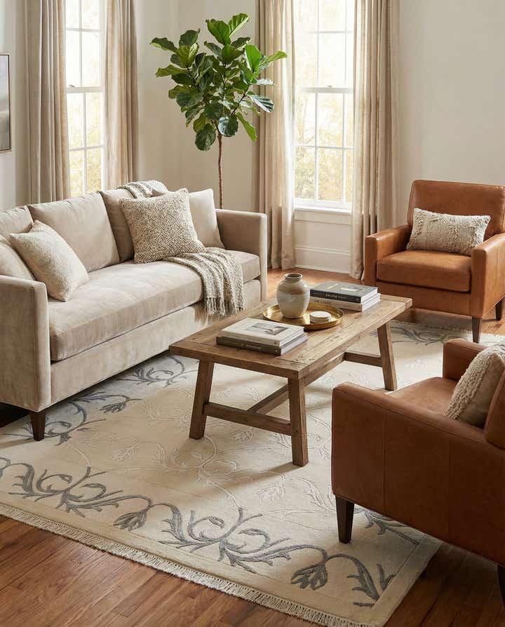 4' 9 x 6' 8 Hand Knotted Darya Wool Rug