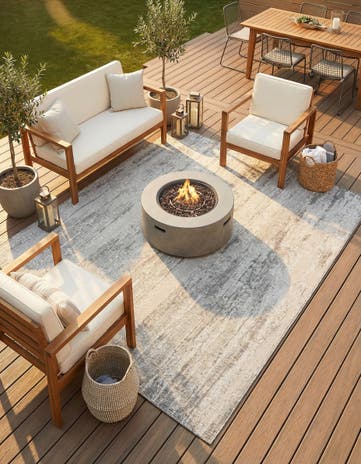 Gray Easy-Clean Modern Indoor / Outdoor Square Rug