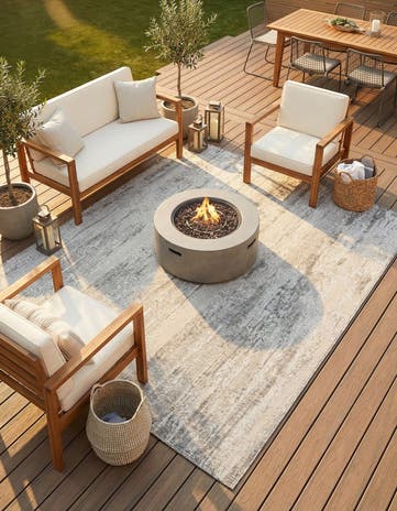 Gray Easy-Clean Modern Indoor / Outdoor Square Rug