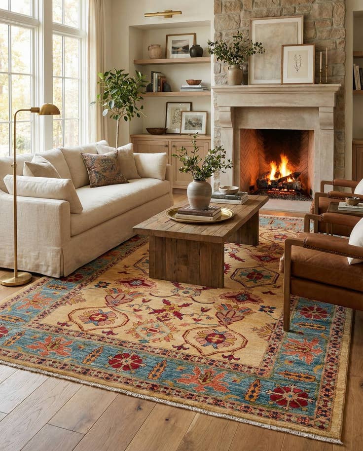 Detail image of 6' 6 x 9' 8 Hand Knotted Ziegler Wool Rug