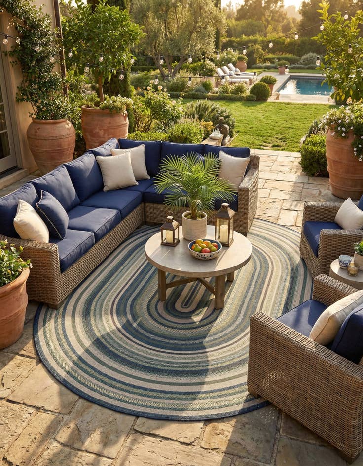 Detail image of  7' 10 x 10'  Washable Baja Indoor / Outdoor Oval Rug