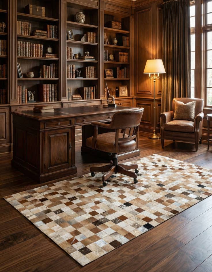 Detail image of 5' 1 x 8' Cowhide - Patchwork Rug