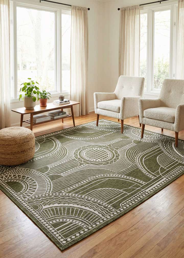 7' 10 x 10' Easy-Clean Traditional Indoor / Outdoor Rug