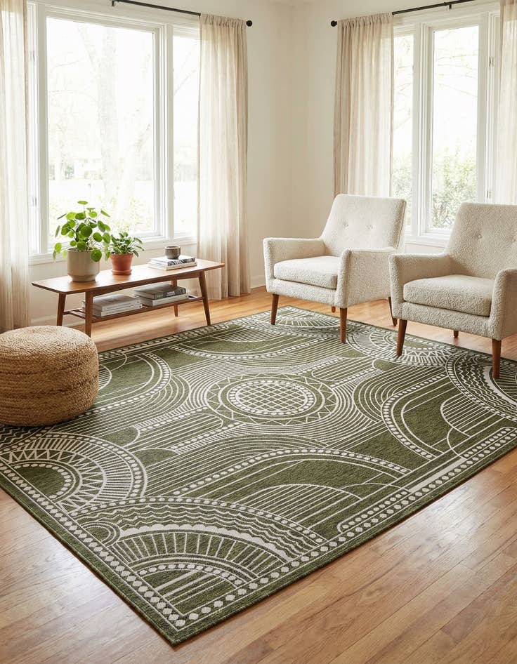 Detail image of  7' 10 x 10'  Washable Traditional Indoor / Outdoor Rug