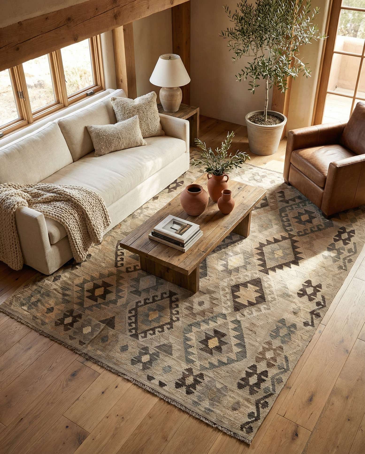 6' x 7' 7 Hand Woven Kilim Maymana Wool Rug