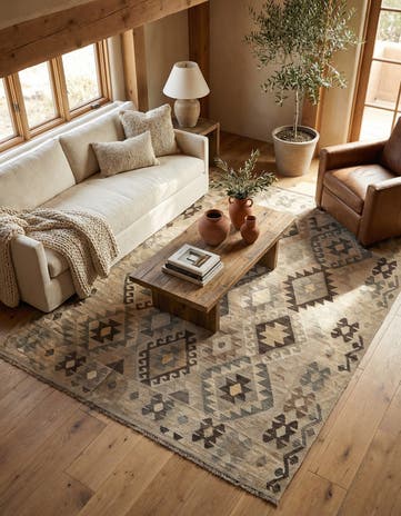 6' x 7' 7 Hand Woven Kilim Maymana Wool Rug