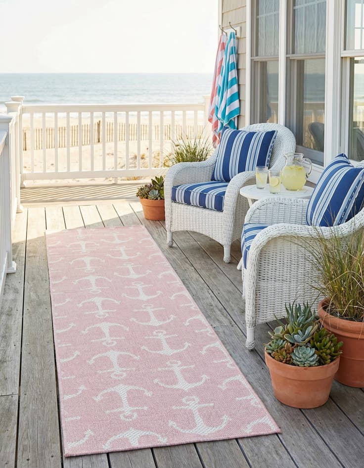 Detail image of 2' x 8'  Washable Coastal Indoor / Outdoor Runner Rug