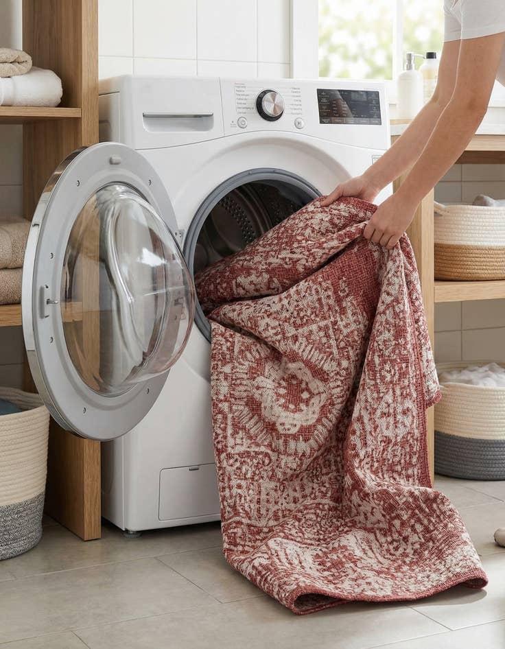 Detail image of  4' x 6'  Washable Traditional Indoor / Outdoor Rug