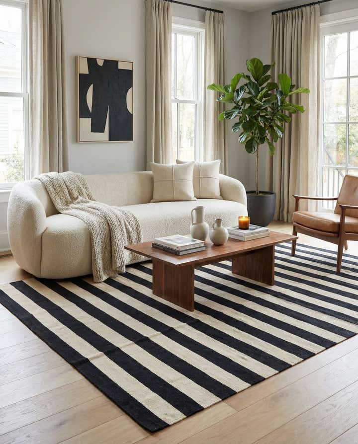 5' 7 x 7' 9 Hand Woven Kilim Modern Wool Rug