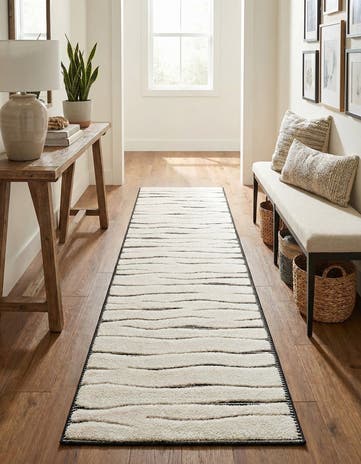 Ivory White Prismatic Runner Rug