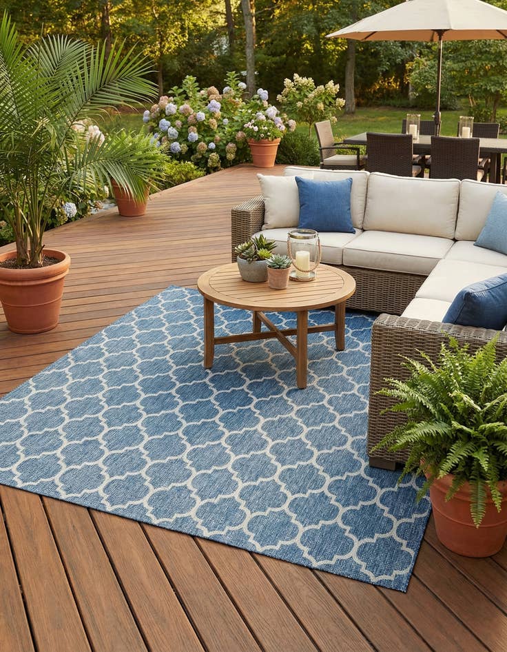 Detail image of 13' x 13'  Washable Trellis Indoor / Outdoor Square Rug