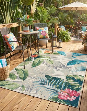 4' x 6' Easy-Clean Botanical Indoor / Outdoor Rug