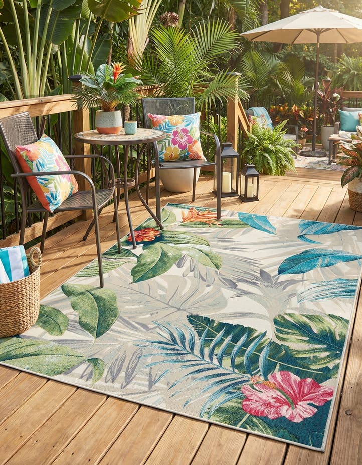4' x 6' Easy-Clean Botanical Indoor / Outd...