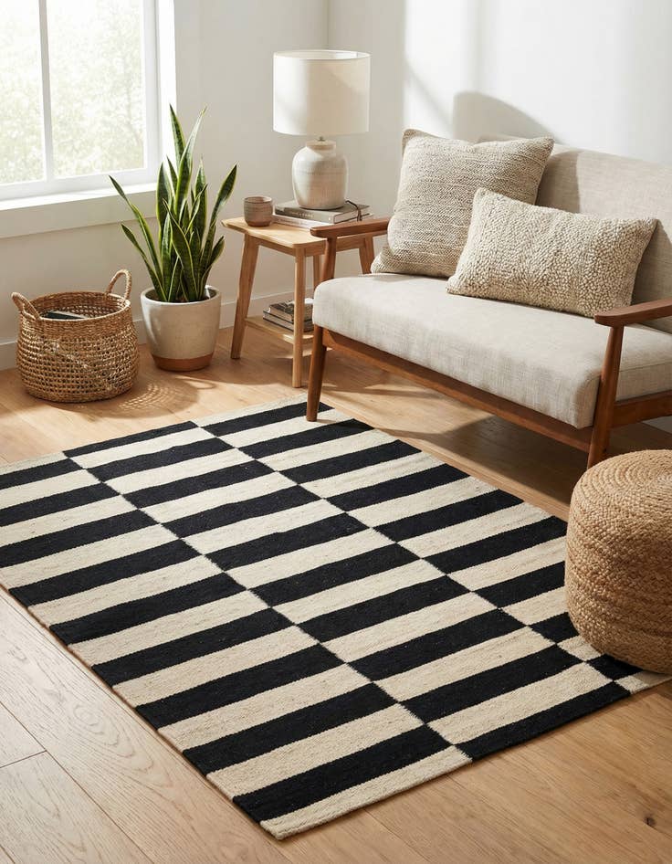 Detail image of 2' 8 x 3' 10  Hand Woven Kilim Modern Wool Rug