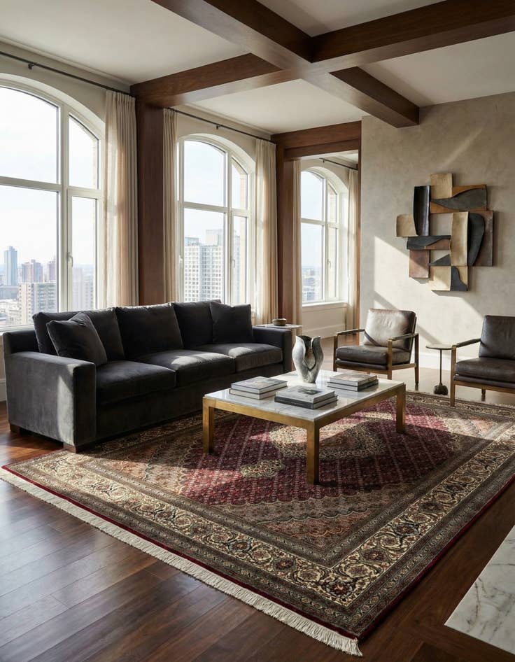 Detail image of 4' 11 x 6' 7 Tabriz Mahi Wool Rug